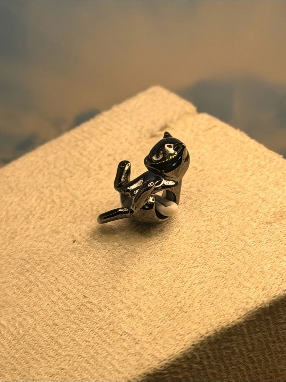 Black Cat sterling silver charm bead